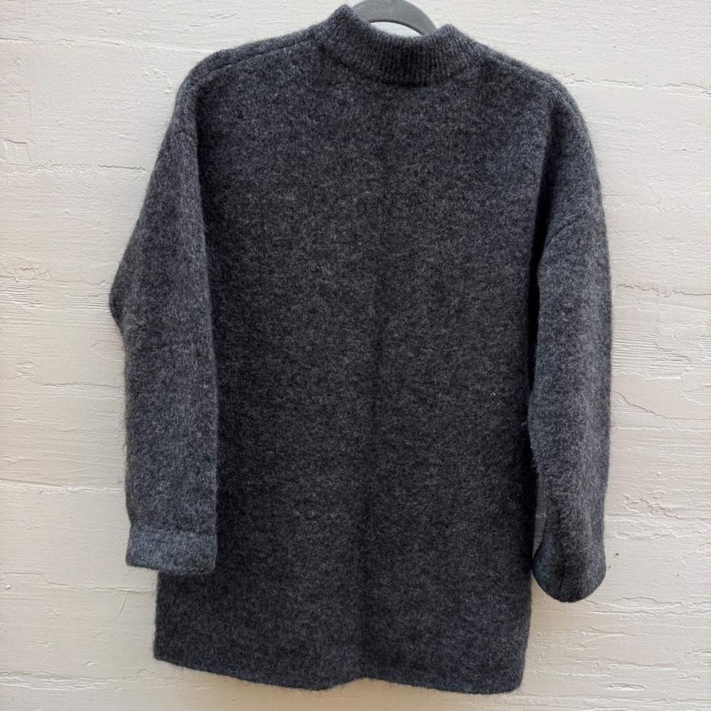 Sezane Cardigan XS Oversized Grey Kid Mohair Wool Button Sweater Coat Pockets - Picture 6 of 16